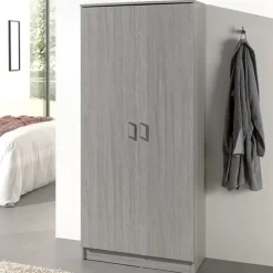 Opbergkast Ray 80cm met 2 deuren en 4 legplanken - grijze eik