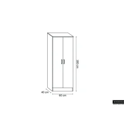 Opbergkast Ray 60cm met 2 deuren en 4 legplanken - grijze eik
