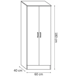 Opbergkast Ray 60cm met 2 deuren en 4 legplanken - grijze eik