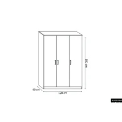Opbergkast Ray 120cm met 3 deuren en 4 legplanken - sonoma eik