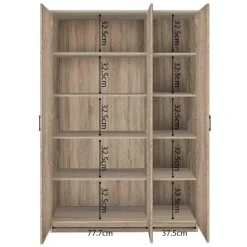 Opbergkast Ray 120cm met 3 deuren en 4 legplanken - sonoma eik