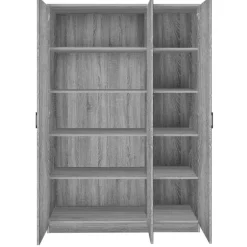 Opbergkast Ray 120cm met 3 deuren en 4 legplanken - grijze eik