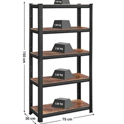 Opbergrek van industrieel roestvast staal, 30x75x150cm, 650kg