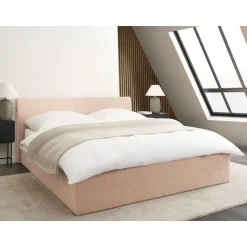 ORBEY - Bed met opbergruimte - Beige - 160 x 200 cm - Bouclé