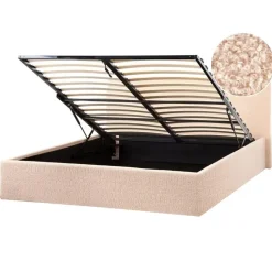 ORBEY - Bed met opbergruimte - Beige - 160 x 200 cm - Bouclé