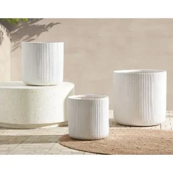 OREOI - Bloempot - Wit - 55 x 55 x 55 cm - Kleivezel