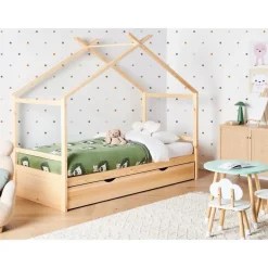 ORGEVAL - Daybed voor kinderen - Lichtbruin - 90 x 200 cm - Grenenhout