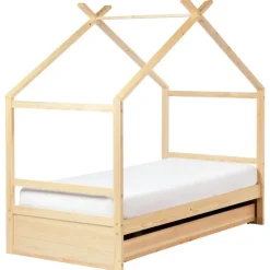 ORGEVAL - Daybed voor kinderen - Lichtbruin - 90 x 200 cm - Grenenhout