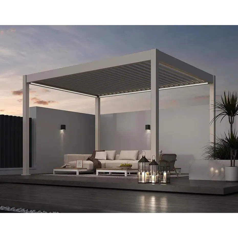 Orion Deluxe overkapping elektrisch met LED 300 x 400 cm lichtgrijs