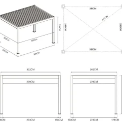 Orion Deluxe overkapping elektrisch met LED 300 x 400 antraciet