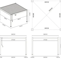 Orion Premium overkapping elektrisch met LED 400 x 400 antraciet