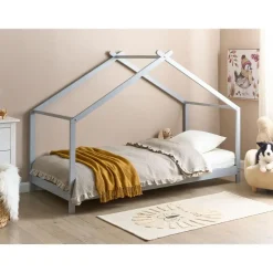 ORLU - Kinderbed - Grijs - 90 x 200 cm - Dennenhout