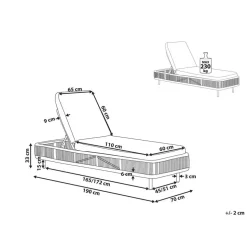 OSINI - Ligstoel - Grijs - Rotan