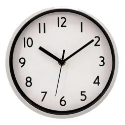 Ostaria Wandklok/muur klok - D20 cm - kunststof - zilver