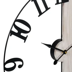 Ostaria Wandklok/muur klok - D50 cm - metaal/hout - naturel/zwart