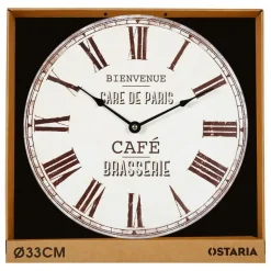 Ostaria Wandklok/muur klok - cafe brasserie klok - D30 cm - mdf