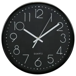 Ostaria Wandklok/muur klok - D25 cm - kunststof - zwart