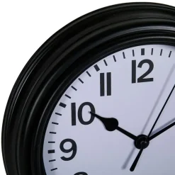Ostaria Wandklok/muur klok - D22 cm - kunststof - zwart - kamer