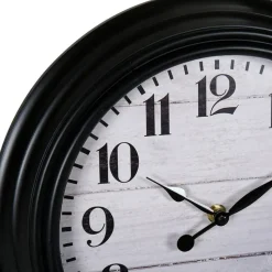 Ostaria Wandklok/muur klok - houtlook - D30cm - kunststof - zwart