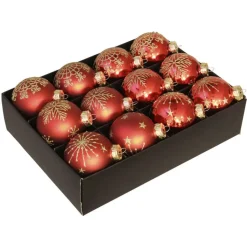Othmar Decorations kerstballen - luxe - 12x - rood -7,5 cm -glas
