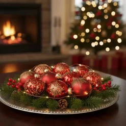 Othmar Decorations kerstballen - luxe - 12x - rood -7,5 cm -glas