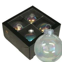 Othmar Decorations Kerstballen - 4x - parelmoer - glas -10 cm