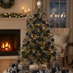 Othmar Decorations kerstballen - 18x stuks - 6 cm - blauw