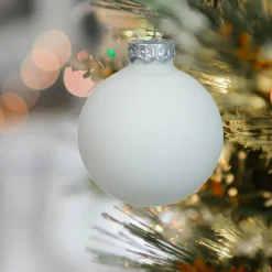 Othmar Decorations kerstballen - 36x - satijn wit - glas - 6 cm