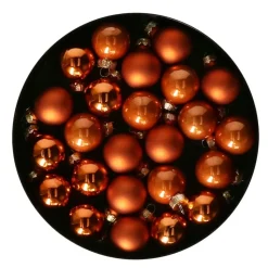 Othmar Decorations Kerstballen - glas - 24x -mandarijn - 2,5cm