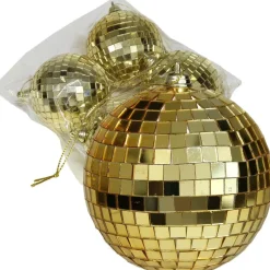 Othmar Decorations kerstballen - disco - 4x st - goud - 8 cm