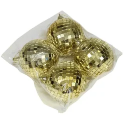 Othmar Decorations kerstballen - disco - 4x st - goud - 8 cm