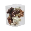 Othmar Decorations Kersthangers - sterren - 12x - bruin - 4 cm