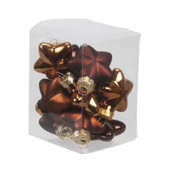 Othmar Decorations Kersthangers - sterren - 12x - bruin - 4 cm