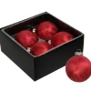 Othmar Decorations Luxe kerstballen - 4x -8 cm - rood -glas