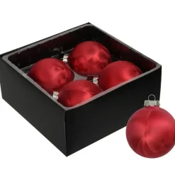 Othmar Decorations Luxe kerstballen - 4x -8 cm - rood -glas