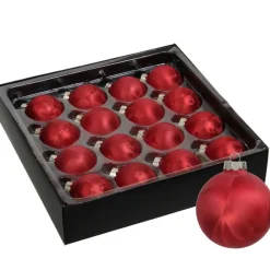 Othmar Decorations Luxe kerstballen - 16x -4 cm - rood -glas