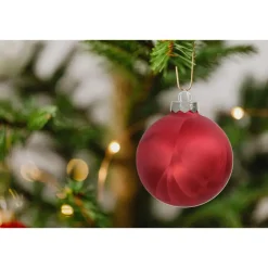 Othmar Decorations Luxe kerstballen - 16x -4 cm - rood -glas