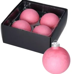 Othmar Decorations Luxe kerstballen - 4x -8 cm - roze -glas