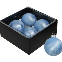 Othmar Decorations Luxe kerstballen - 4x -8 cm - blauw -glas