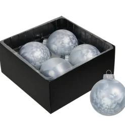 Othmar Decorations Luxe kerstballen - 4x -8 cm - wit/grijs -glas