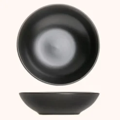 OTIX Bord 12 stuks Diep Soepborden Zwart Mat diameter 20,5cm Aardewerk IVY