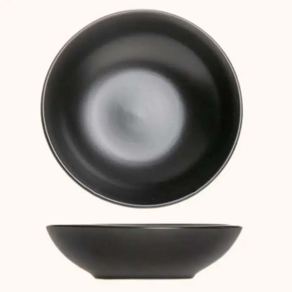 OTIX Bord 12 stuks Diep Soepborden Zwart Mat diameter 20,5cm Aardewerk IVY