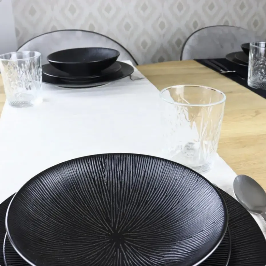 OTIX Dessert Ontbijt Bordenset 6 Persoons Zwart 21cm Keramiek POPPY