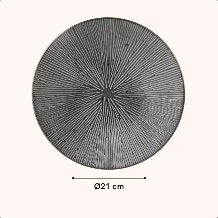OTIX Dessert Ontbijt Bordenset 6 Persoons Zwart 21cm Keramiek POPPY