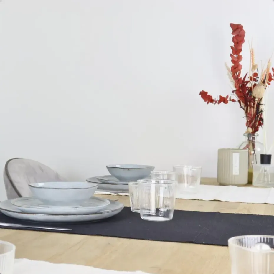 OTIX Dessert Ontbijt Bordenset 12 Persoons Blauw 21cm Keramiek BLUEBELL