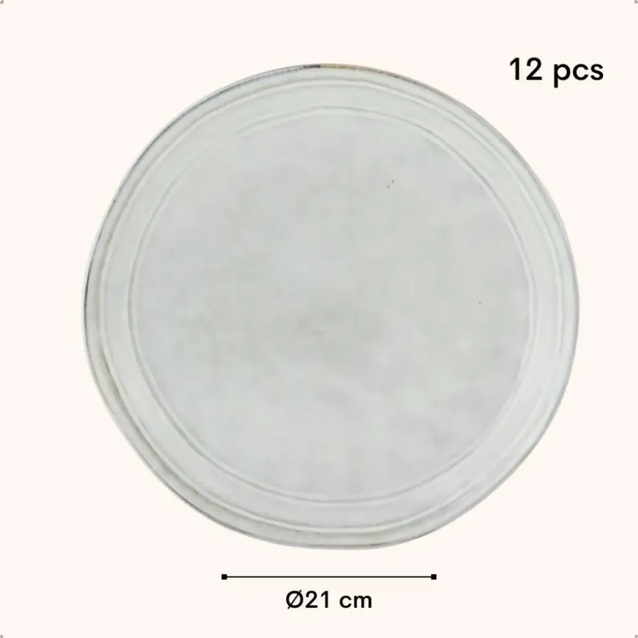 OTIX Dessert Ontbijt Bordenset 12 Persoons Blauw 21cm Keramiek BLUEBELL