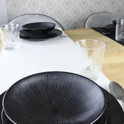 OTIX Diepe Soep Pasta Bordenset 6 Persoons Zwart 19cm Keramiek POPPY