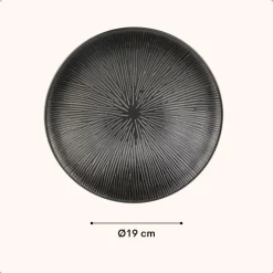 OTIX Diepe Soep Pasta Bordenset 6 Persoons Zwart 19cm Keramiek POPPY