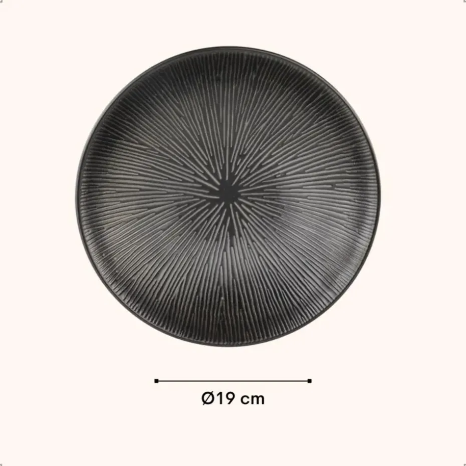 OTIX Diepe Soep Pasta Bordenset 6 Persoons Zwart 19cm Keramiek POPPY