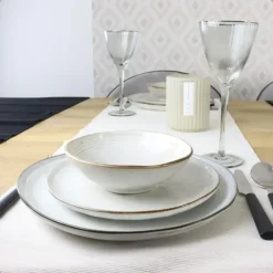 OTIX Diner Bordenset 12 Persoons Beige 26,5cm Keramiek LILY